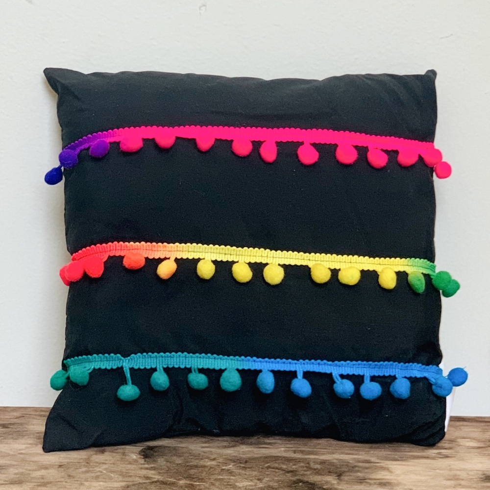 Rainbow Pom Pom Mini Pillow